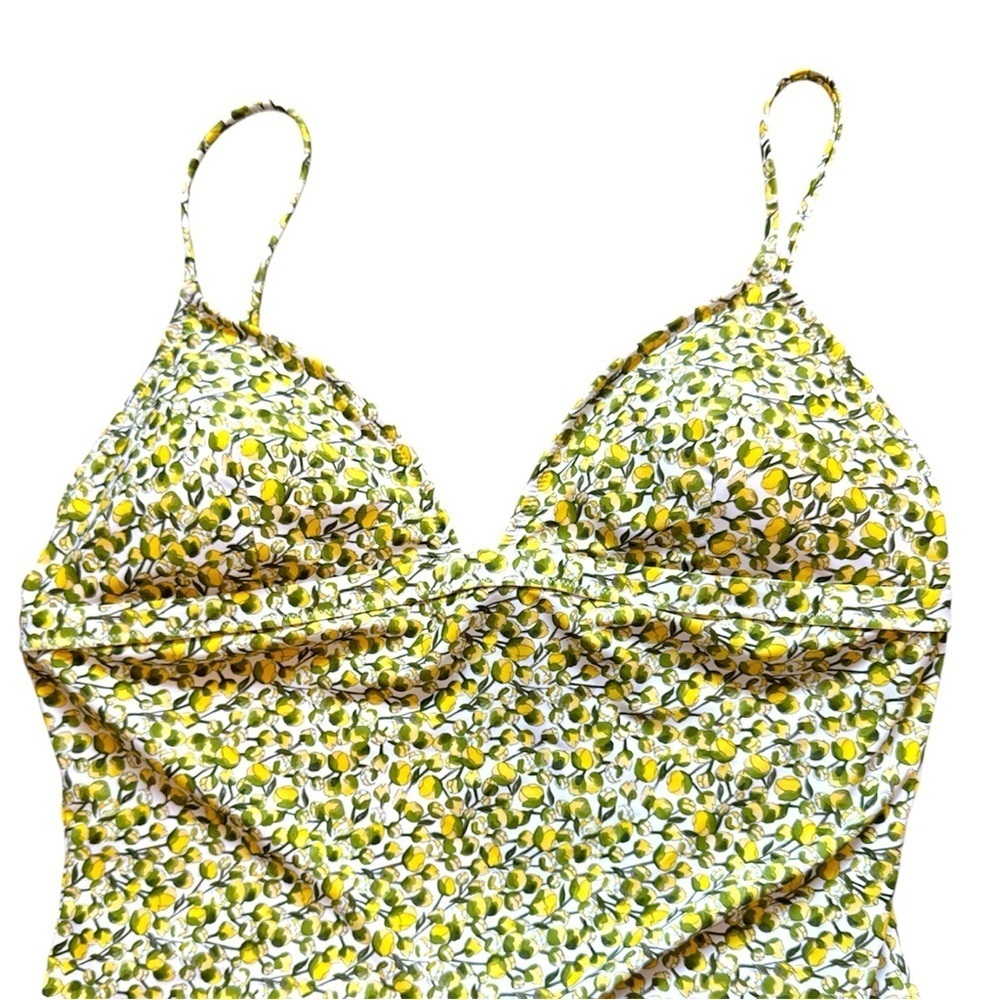J Crew Plunge one-piece swimsuit in Liberty Eliza's Yellow fabric NWT Size 16 - Picture 6 of 12